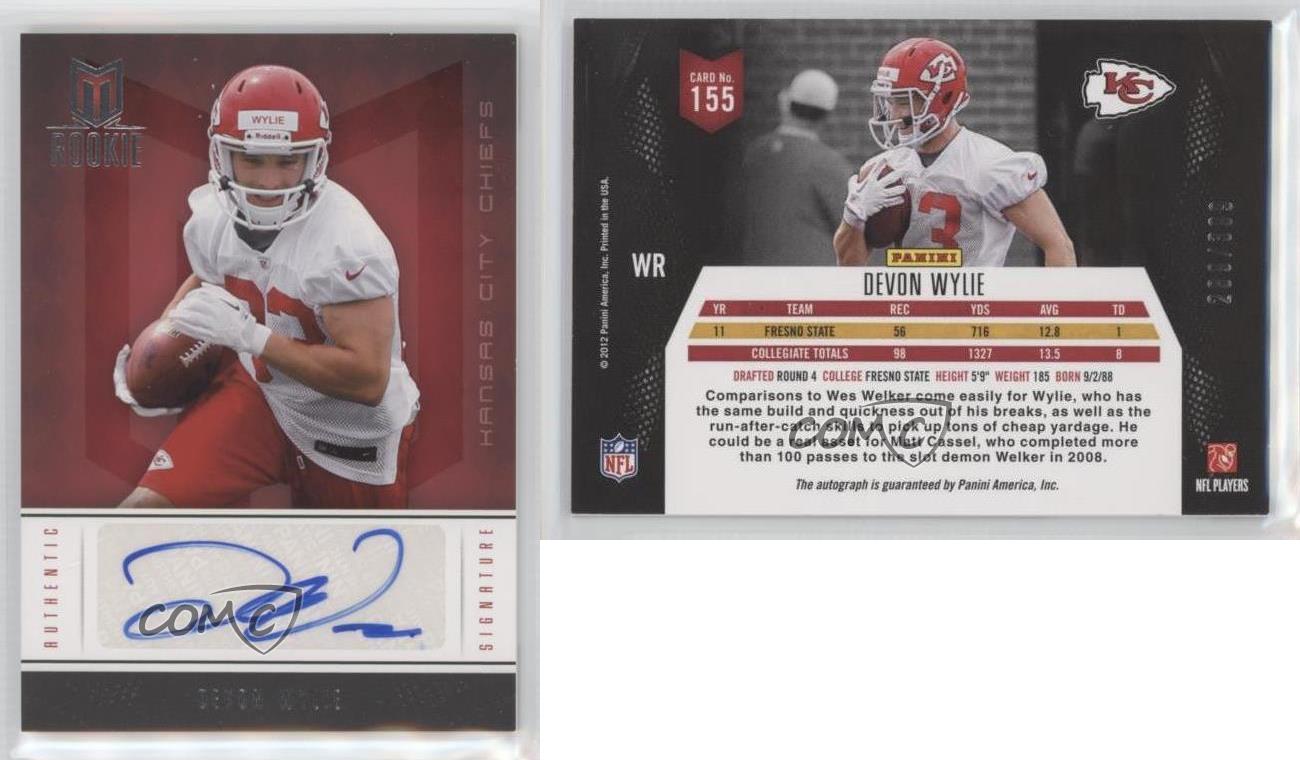 2012 Panini Momentum Rookie Signature /399 Devon Wylie #155 Rookie Auto RC