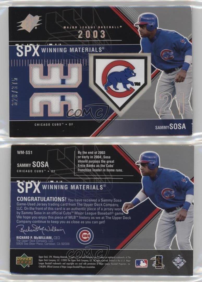 2003 SPx Winning Materials 375 Team Logo /335 Sammy Sosa #WM-SS1 - Picture 3 of 4