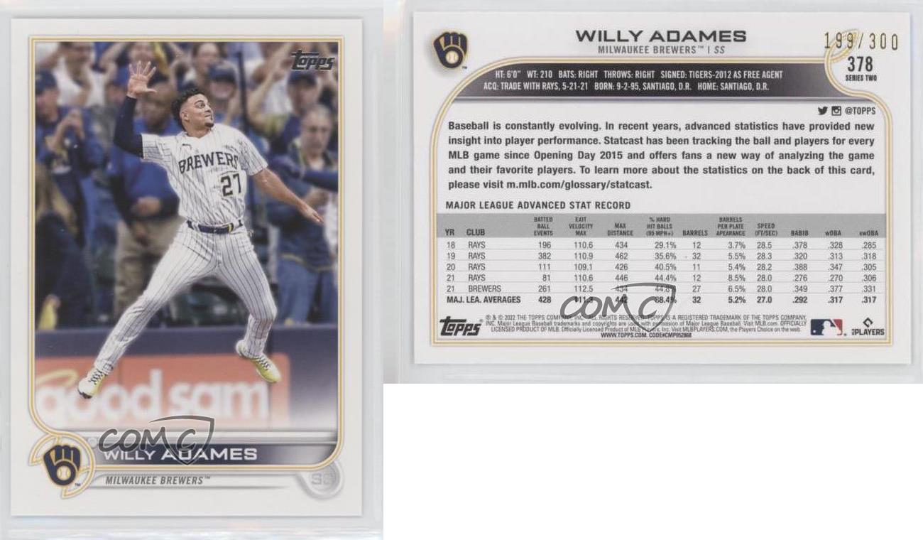 2022 Topps Series 2 Advanced Stats Back /300 Willy Adames #378
