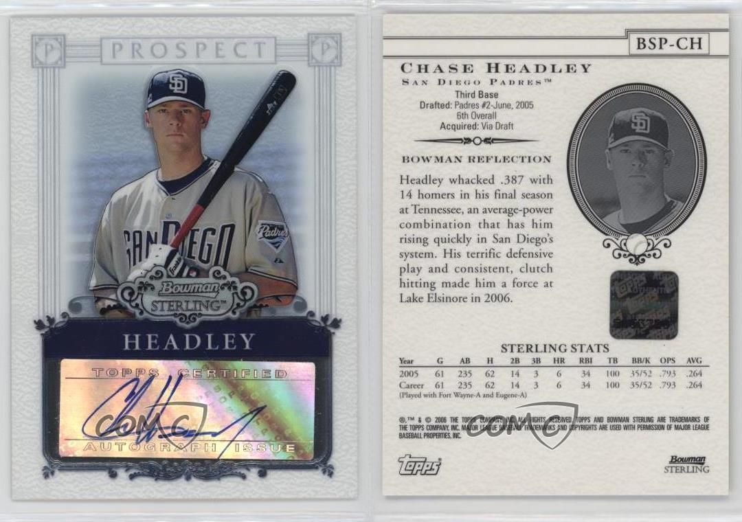 2006 Bowman Sterling Prospects Chase Headley #BSP-CH Auto