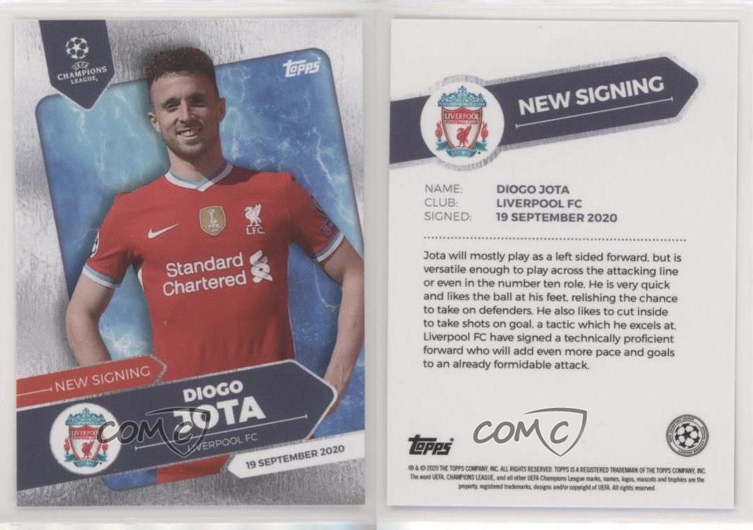Diogo Jota Card Liverpool Topps Champions League Summer Signings Set 2020 