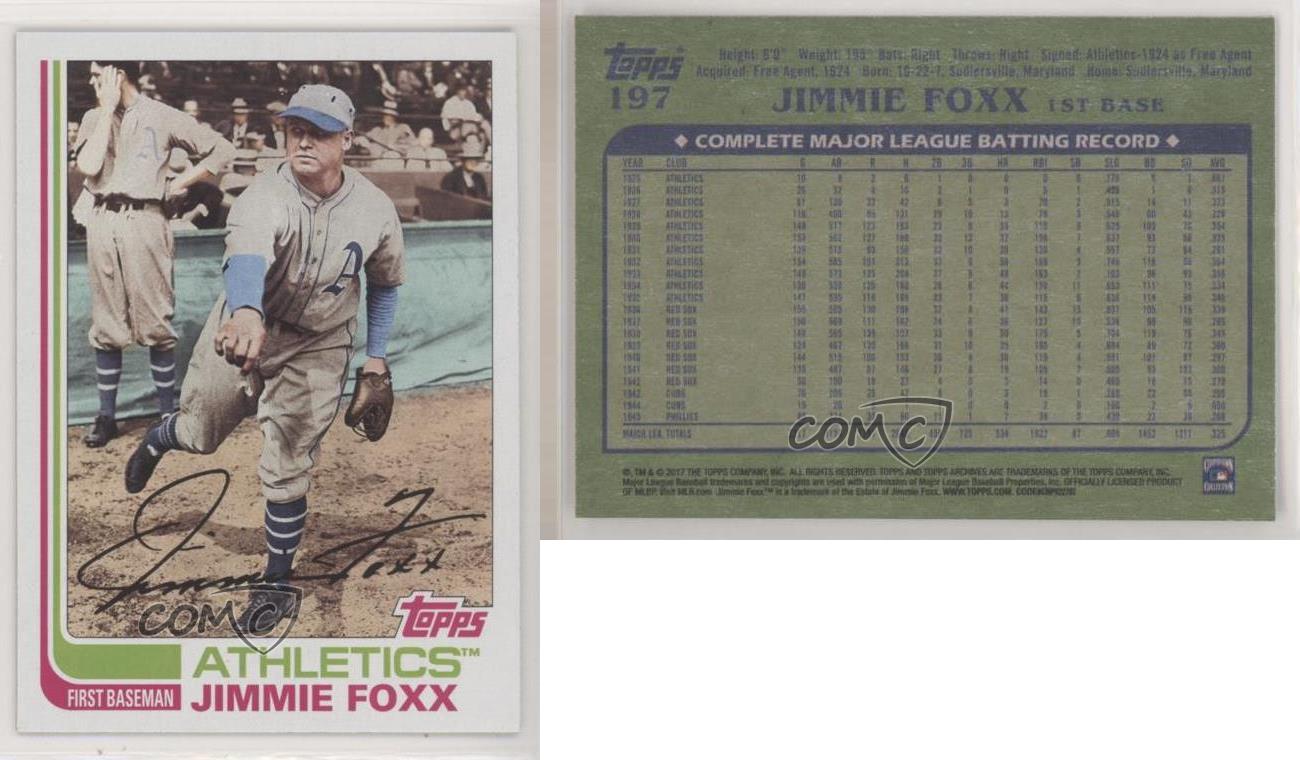  2017 Topps Archives #197 Jimmie Foxx Philadelphia Athletics  Baseball Card : Collectibles & Fine Art