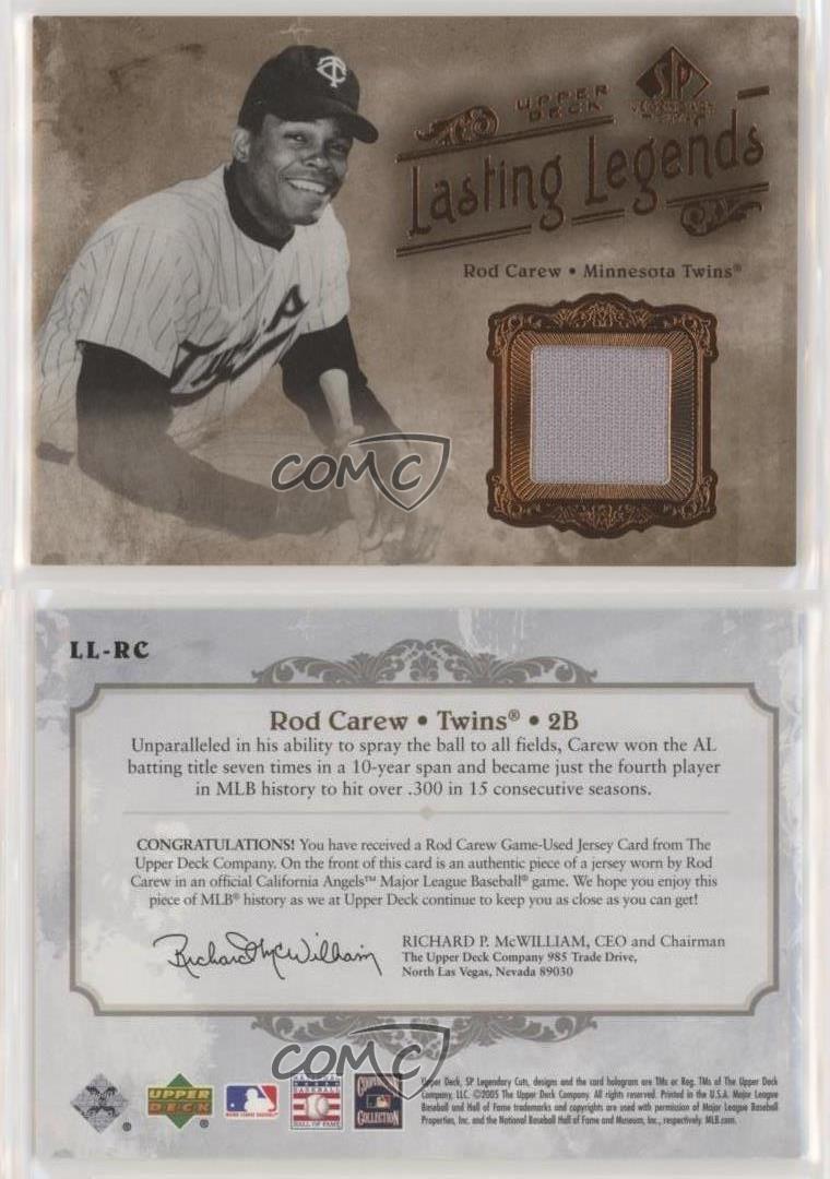2005 UD SP Legendary Cuts Lasting Legends Rod Carew Game Used Jersey Patch  44/50