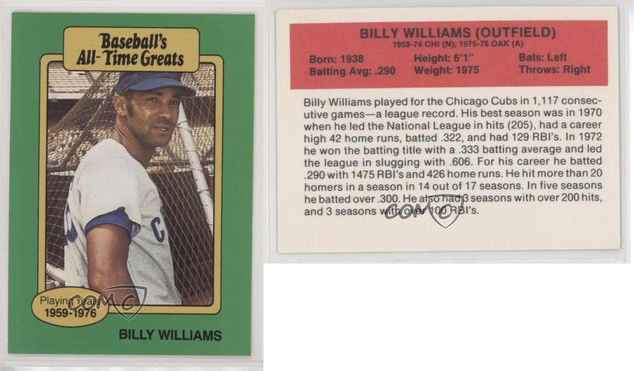 Billy Williams 1987 Baseball All Time Greats Baseball Card at 's  Sports Collectibles Store