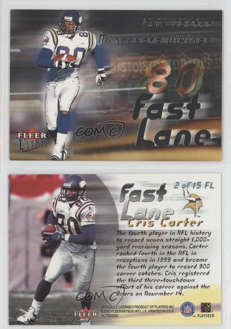 2000 Fleer Ultra Fast Lane Football Card #2 FL Cris Carter (81849)