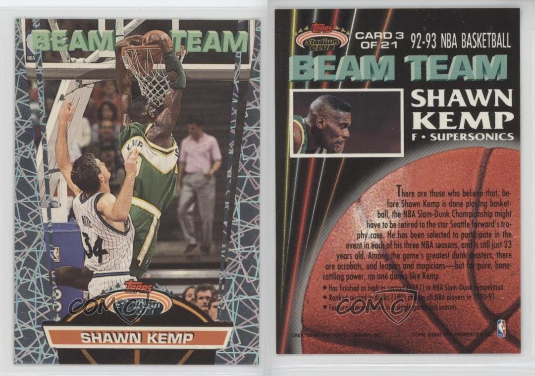 199293 Topps Stadium Club Beam Team 3 Shawn Kemp Seattle Supersonics Card eBay