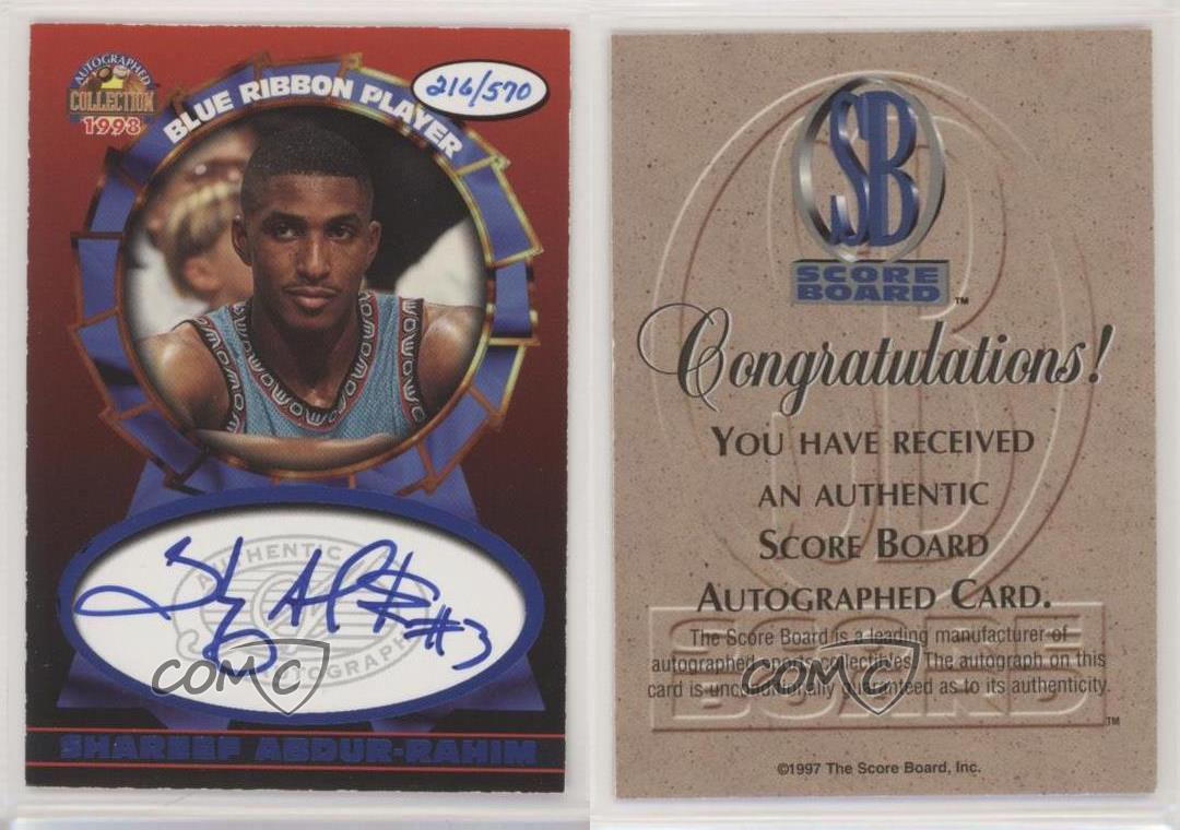 1997-98 Score Board Collection Blue Ribbon Player /570 Shareef Abdur-Rahim Auto