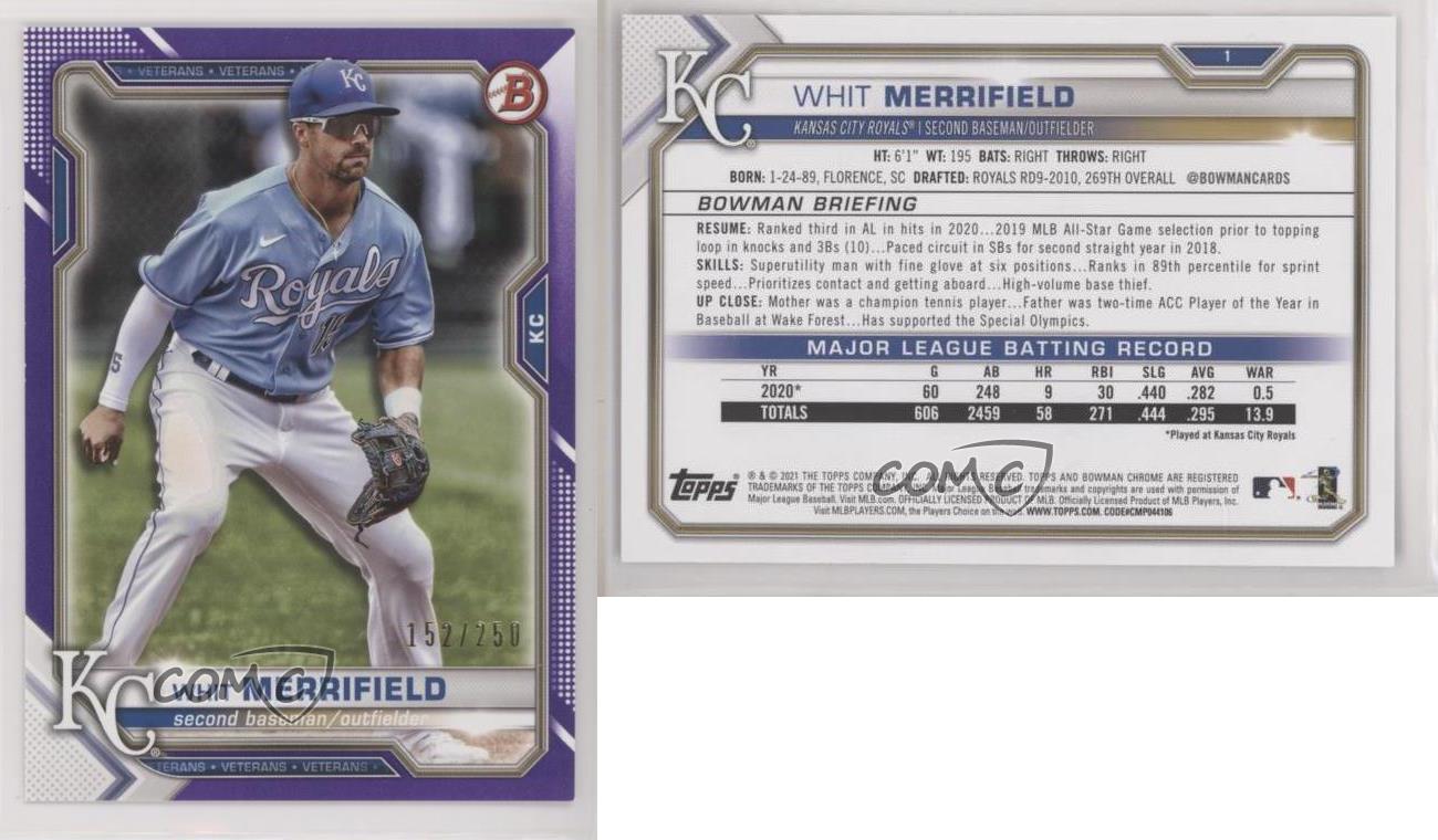 2021 Bowman Purple Border /250 Whit Merrifield #1