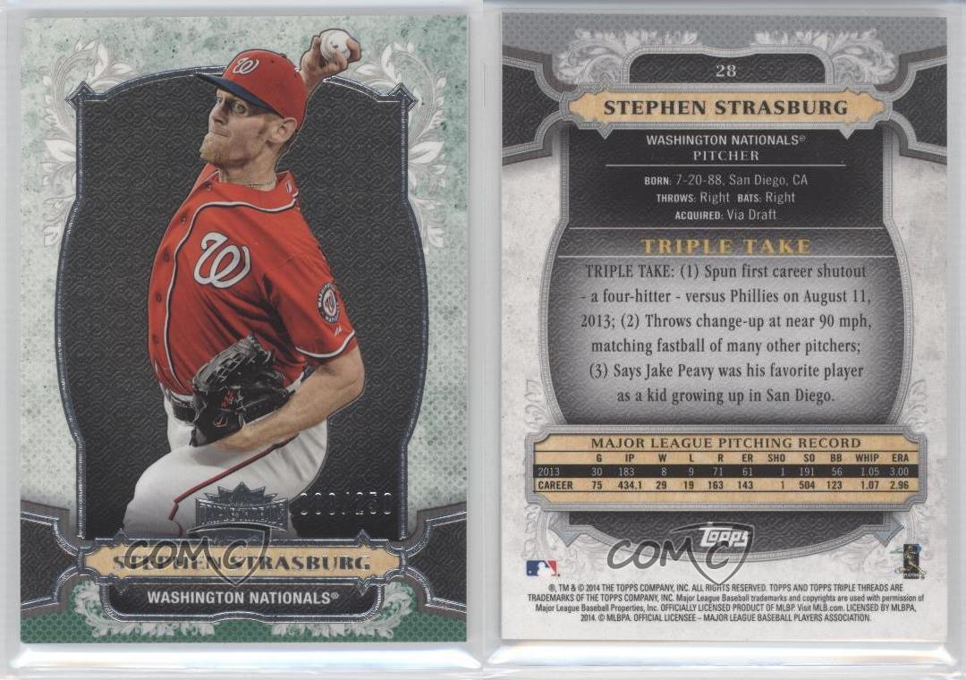 2014 Topps Triple Threads Stephen Strasburg Unity Jersey Emerlad