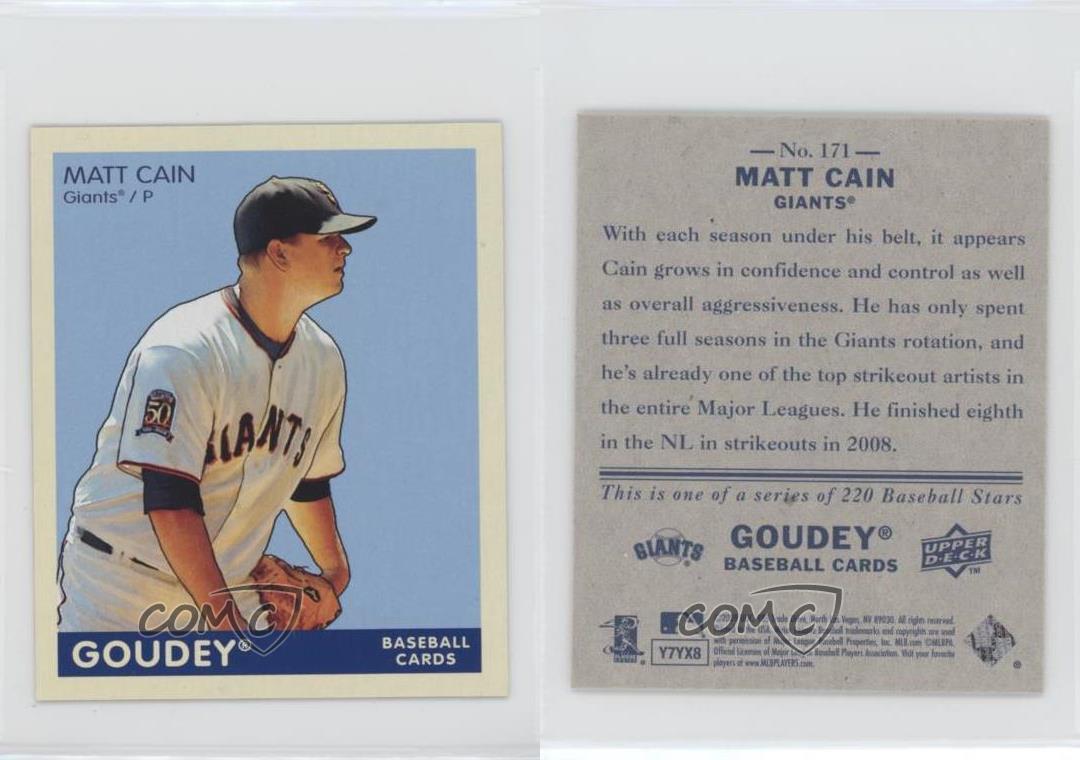 Mini Upper Deck Goudey 2009 espalda azul Matt Cain #171 - Imagen 3 de 3