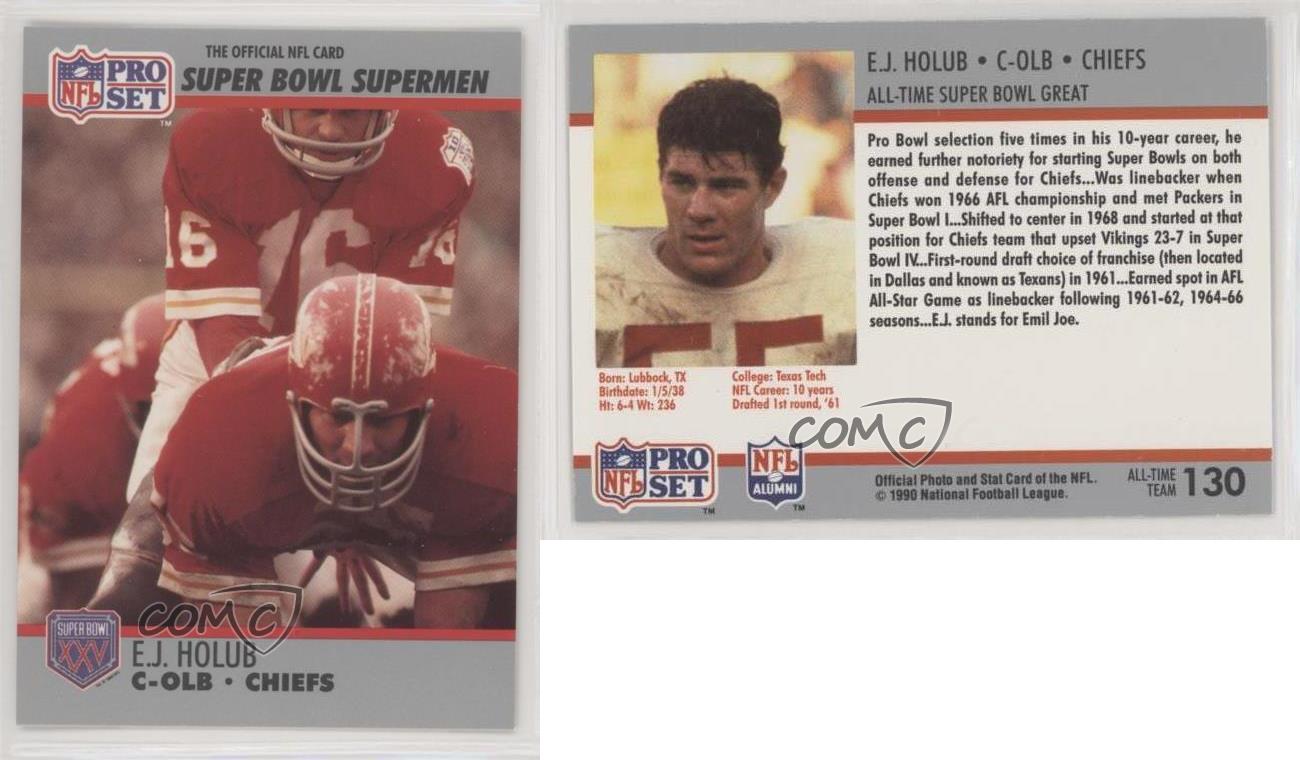 E.J. Holub football card (Kansas City Chiefs) 1990 Pro Set #130