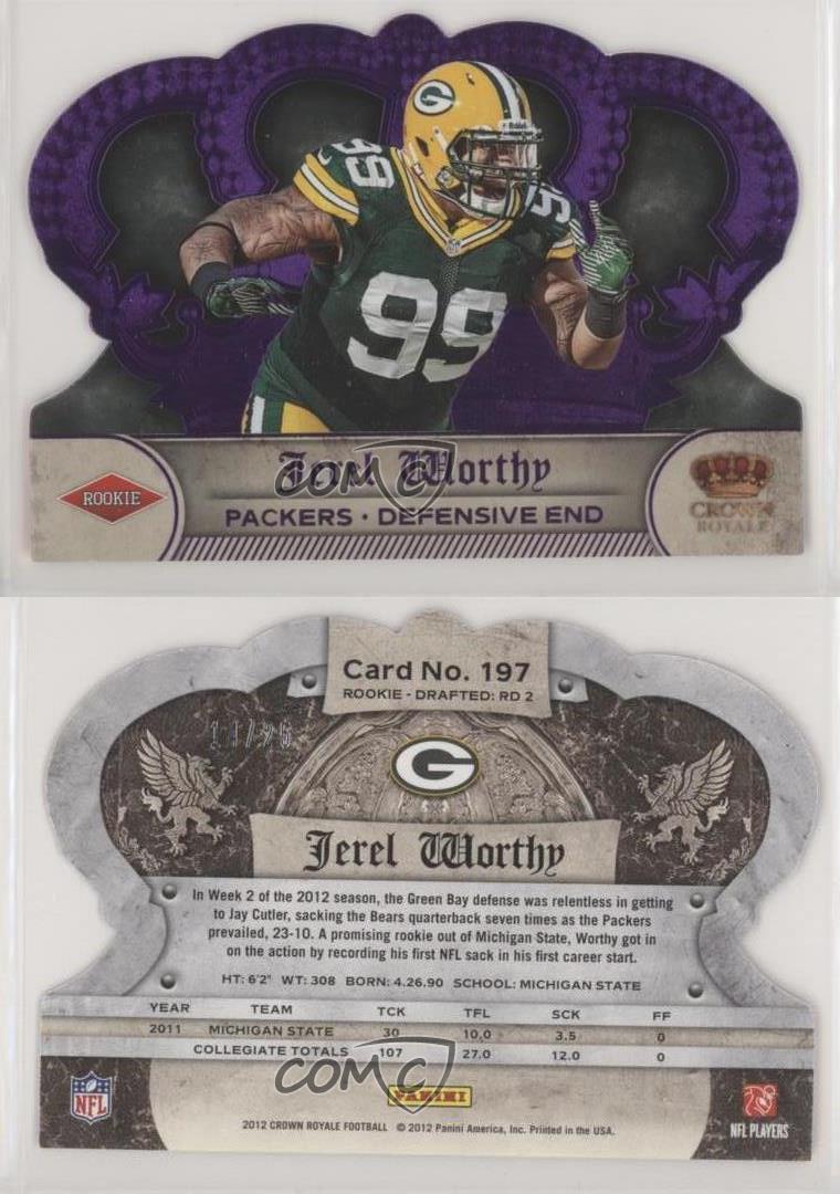 Crown Royale 2012 púrpura/25 Jerel Worthy #197 novato radiocontrol - Imagen 3 de 3