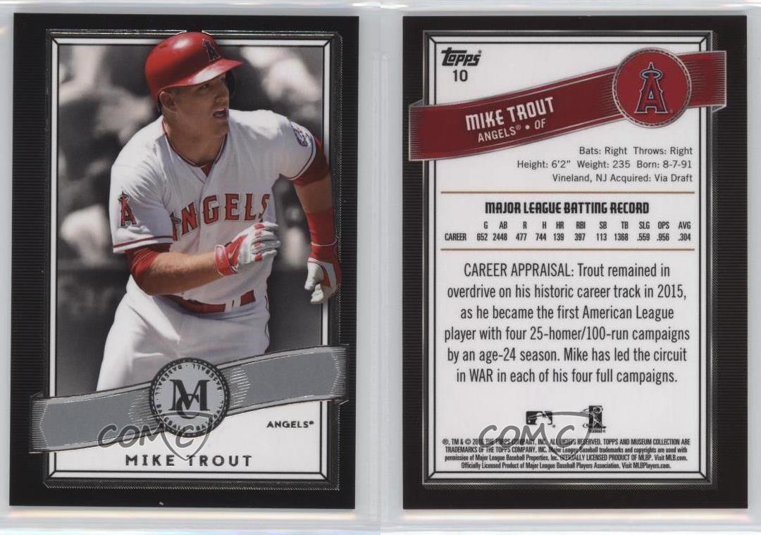 2016 Topps Museum Collection 10 Mike Trout Los Angeles Angels Baseball