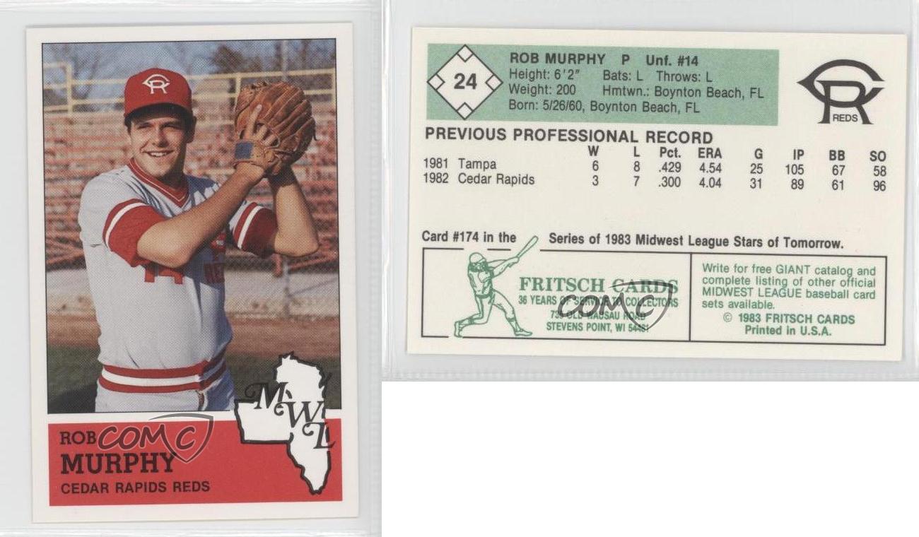 1983 Fritsch Midwest League Stars of Tomorrow Rob Murphy #174 - Picture 3 of 4