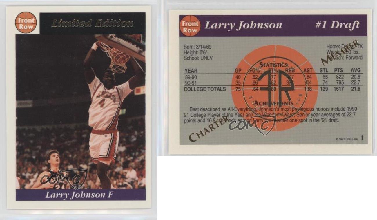 1991 Front Row Limited Edition Draft Gold Charter Member Larry Johnson Rookie RC - Picture 4 of 4