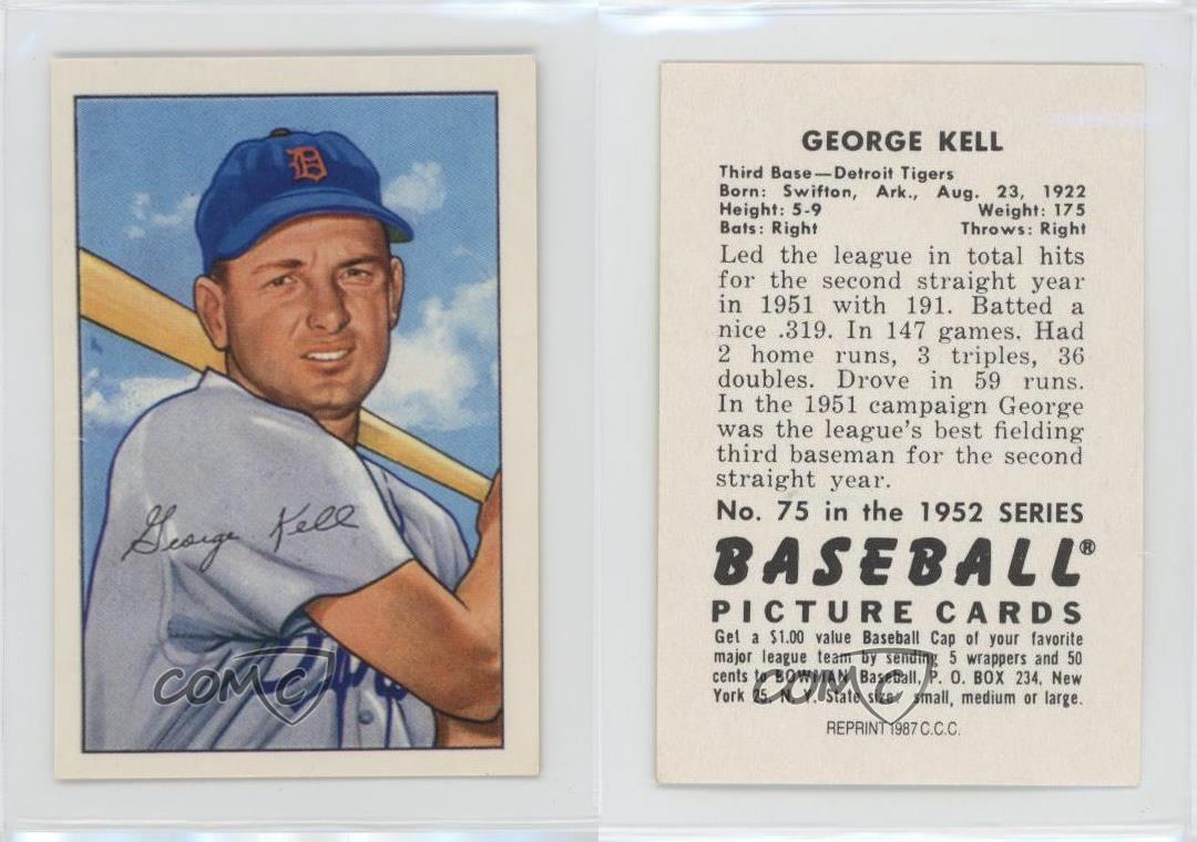 1987 CCC 1952 Bowman Reprints George Kell #75 HOF - Picture 3 of 3