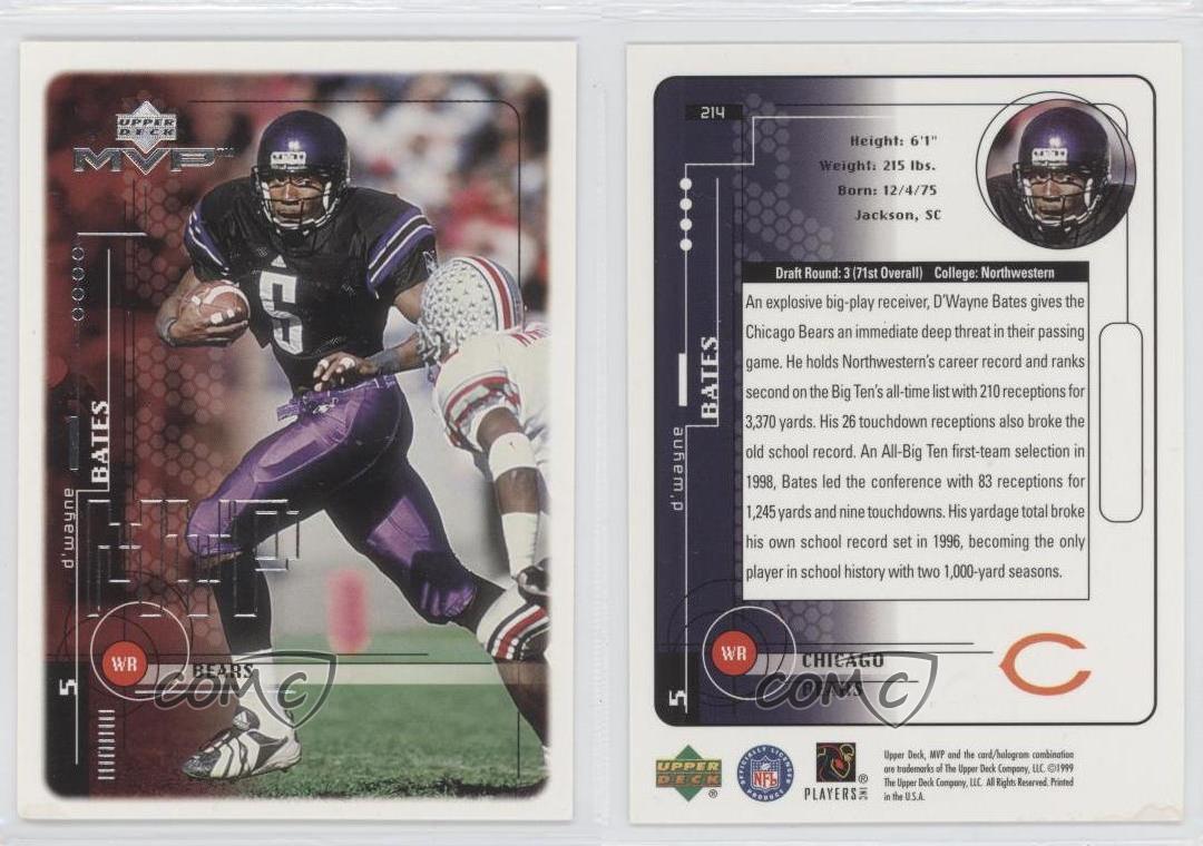 D'WAYNE BATES 1999 Upper Deck MVP #214 Rookie Card RC Northwestern