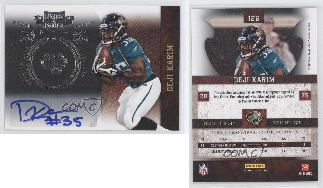 2010 Plates & Patches Infinity Silver Signatures /50 Deji Karim Rookie Auto RC