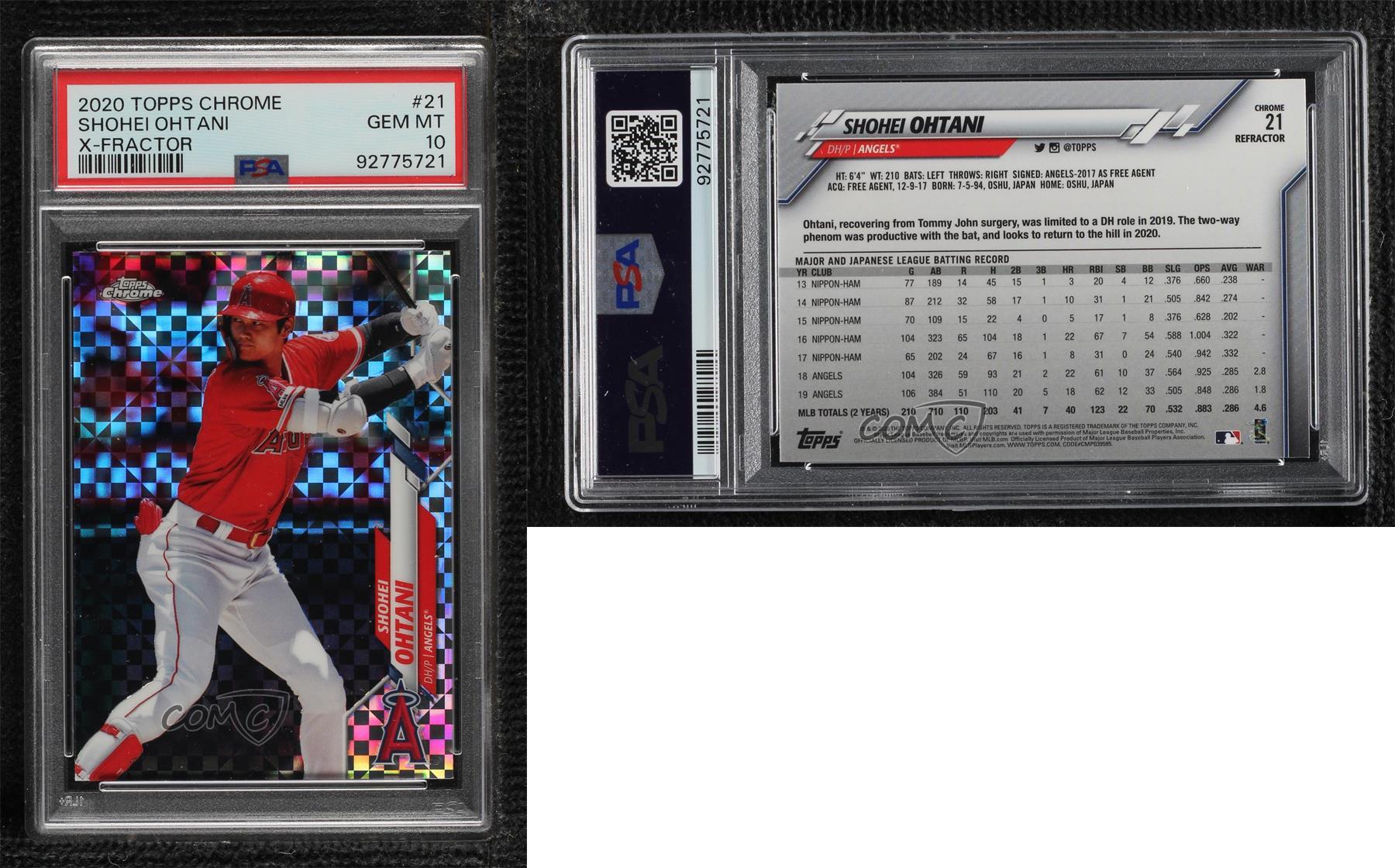 2020 Topps Chrome X-Fractor Shohei Ohtani #21 PSA 10 GEM MT - Picture 3 of 3