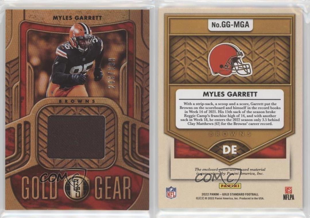 MYLES GARRETT 2022 PANINI GOLD STANDARD GOLD GEAR PATCH /299 CLEVELAND  BROWNS