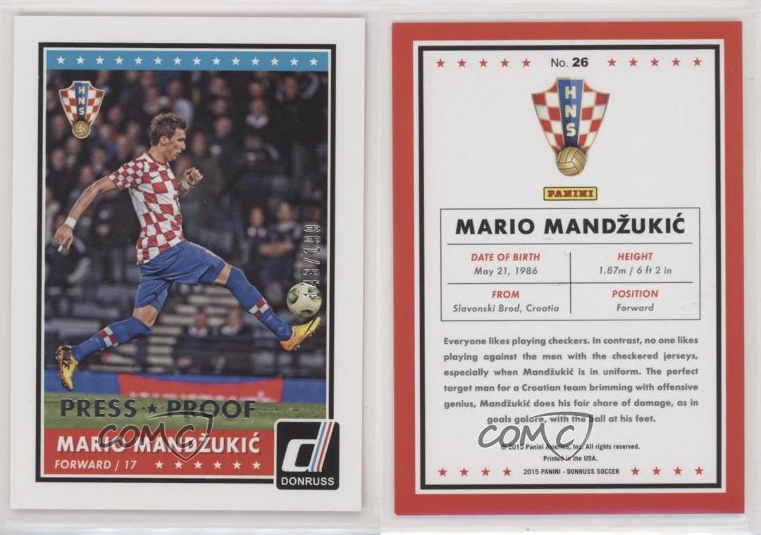 2015 Panini Donruss Press Proof Silver /199 Mario Mandzukic 2015 Panini Donruss Press Proof Silver /199 Mario Mandzukic
