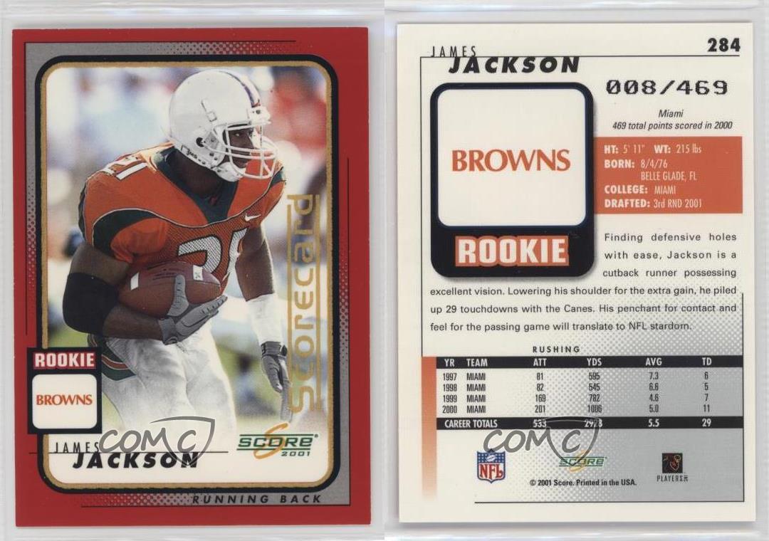 Tarjeta de puntuación de novato 2001/469 James Jackson #284 novato radiocontrol - Imagen 3 de 3