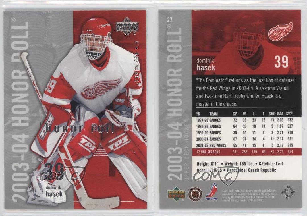 2003 04 Upper Deck Honor Roll Dominik Hasek 27 Hof Ebay