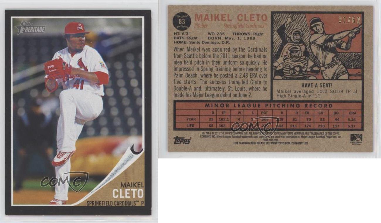 2011 Topps Heritage Minor League Edition - Black Border #83 Maikel Cleto /62 (RC)