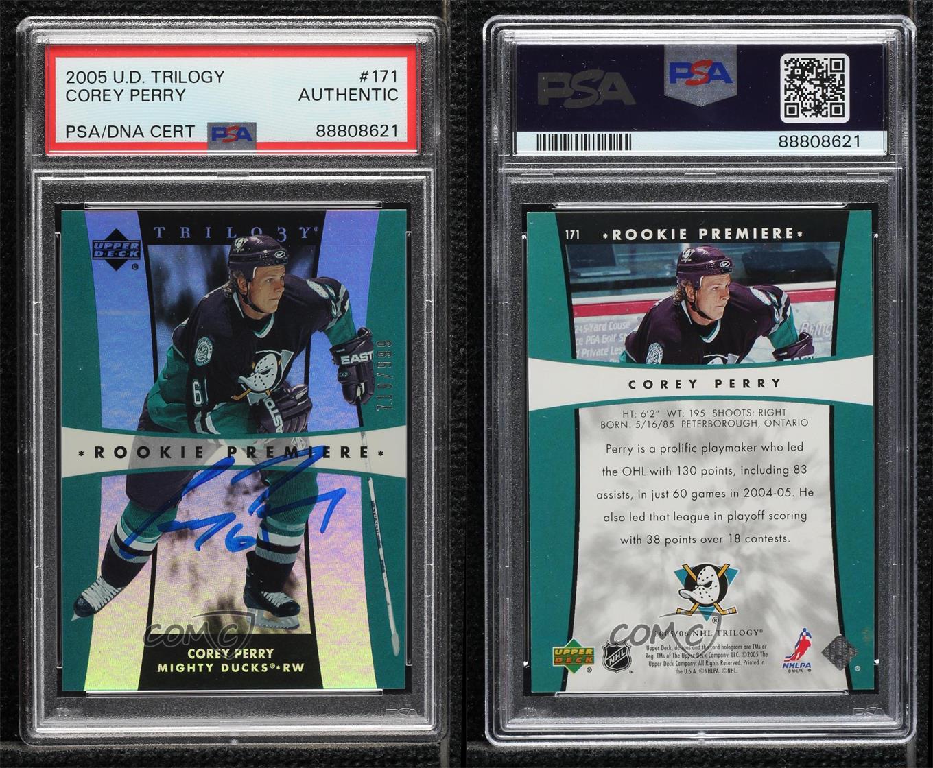 PSA/DNA 2005-06 Trilogy /999 Corey Perry PSA/DNA Authentic Card & Auto Rookie RC - Picture 3 of 4