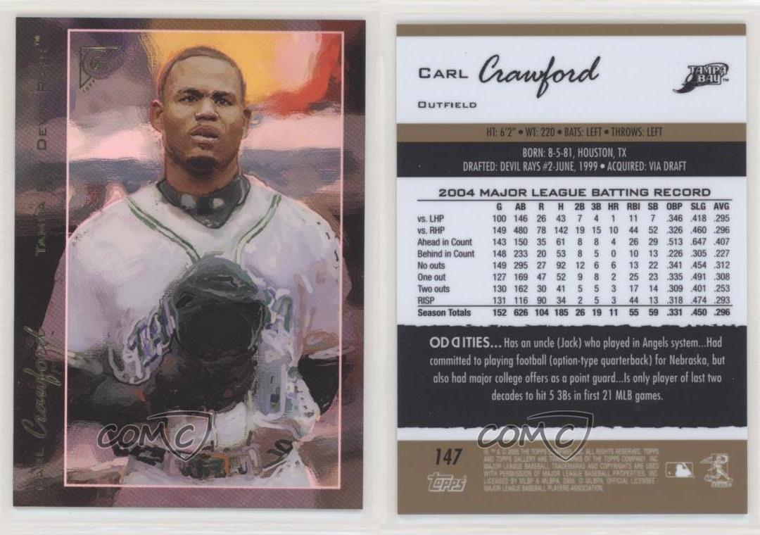 2005 Topps Gallery Artist's Proof Carl Crawford #147 - Picture 3 of 3