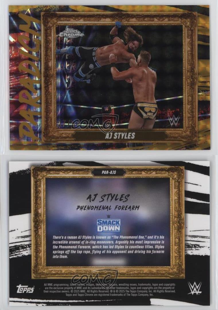 2025 Topps Chrome WWE Paradigm Gold Geometric Refractor /50 AJ Styles #PAR-AJS