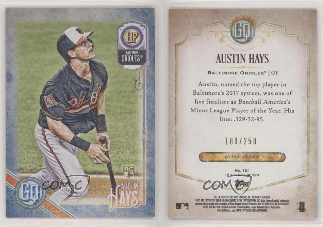 Vendu 2018 Topps Gypsy Queen Indigo /250 Austin Hays #121 Rookie RC
