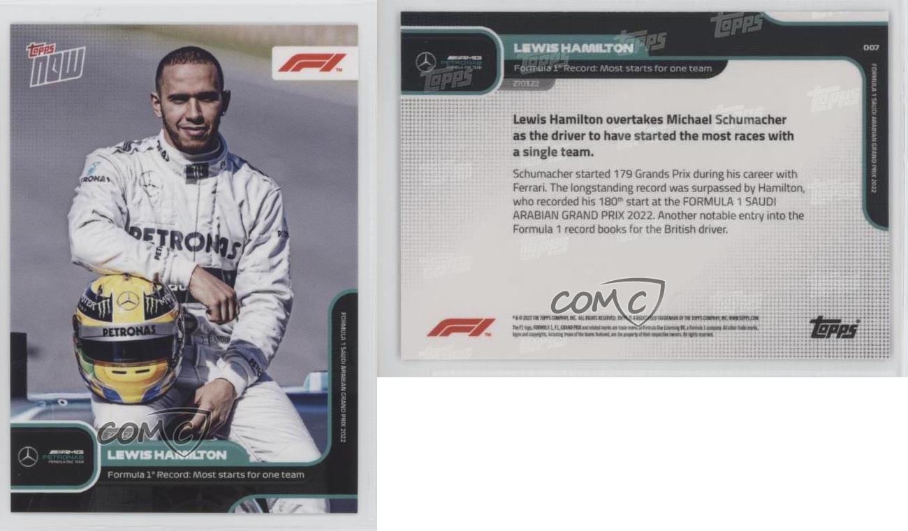 2022 Topps Now F1 /7862 Lewis Hamilton #007 - Picture 5 of 7