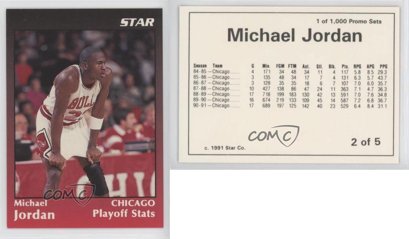1991-92 Star Promo Set Black/Red Michael Jordan Playoff Stats #2 HOF | eBay