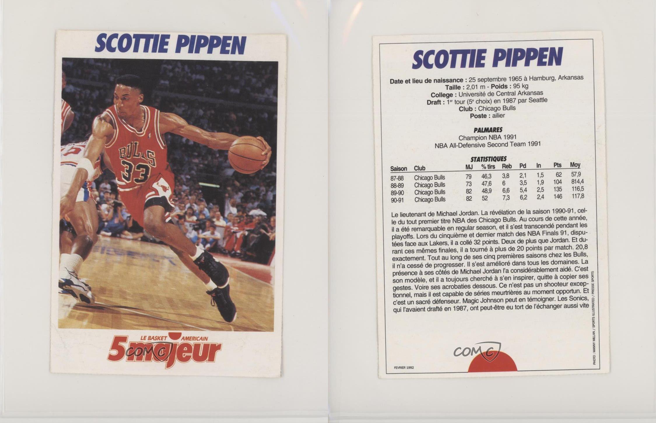 1991-93 5 Majeur Le Basket Americain Scottie Pippen HOF | eBay