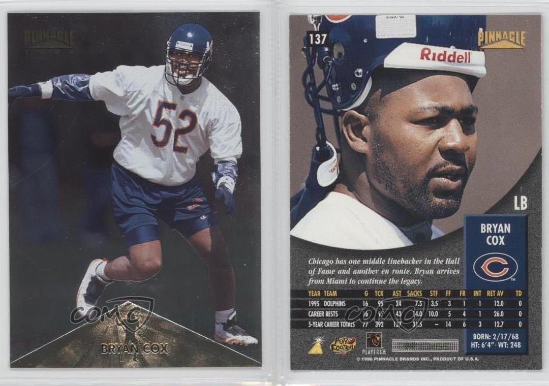 1996 Pinnacle Foil Bryan Cox #137 - Picture 3 of 3