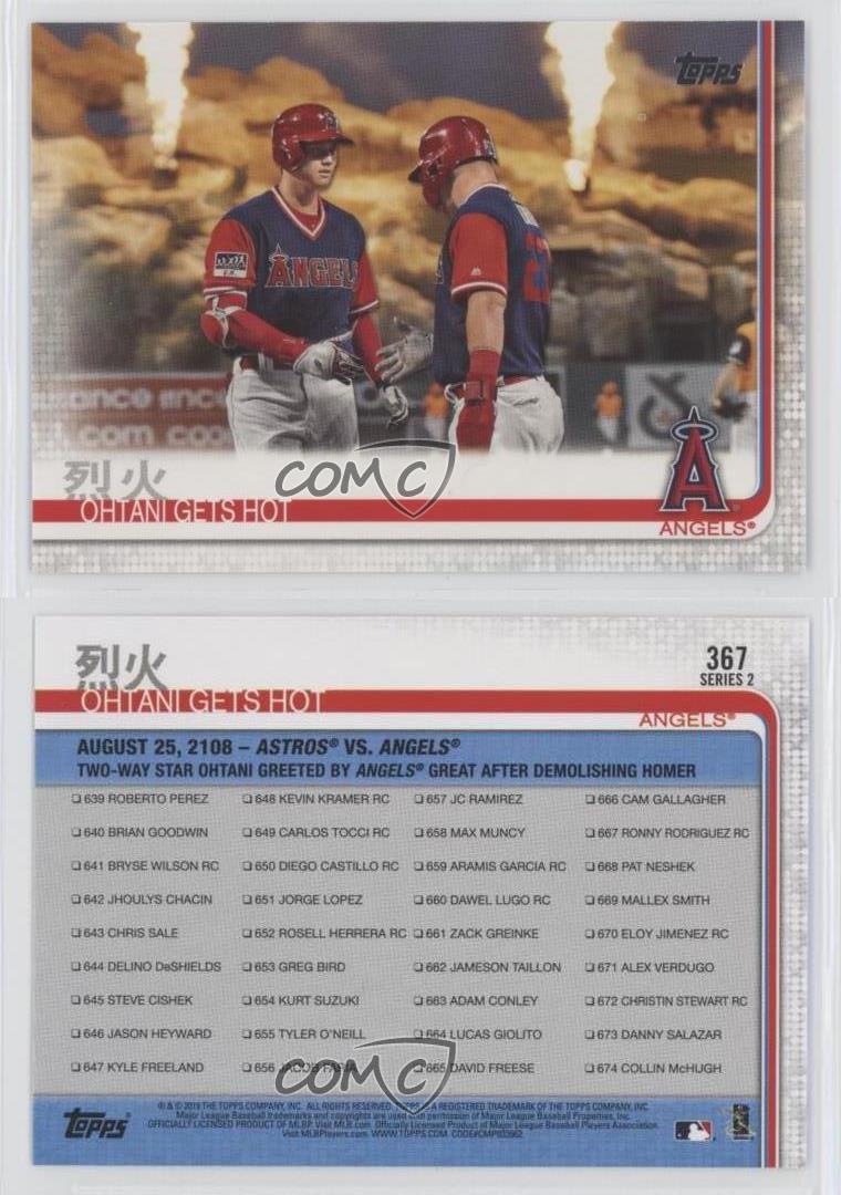 2019 Topps Checklist Shohei Ohtani Mike Trout Gets Hot (Incorrect Year on Back)