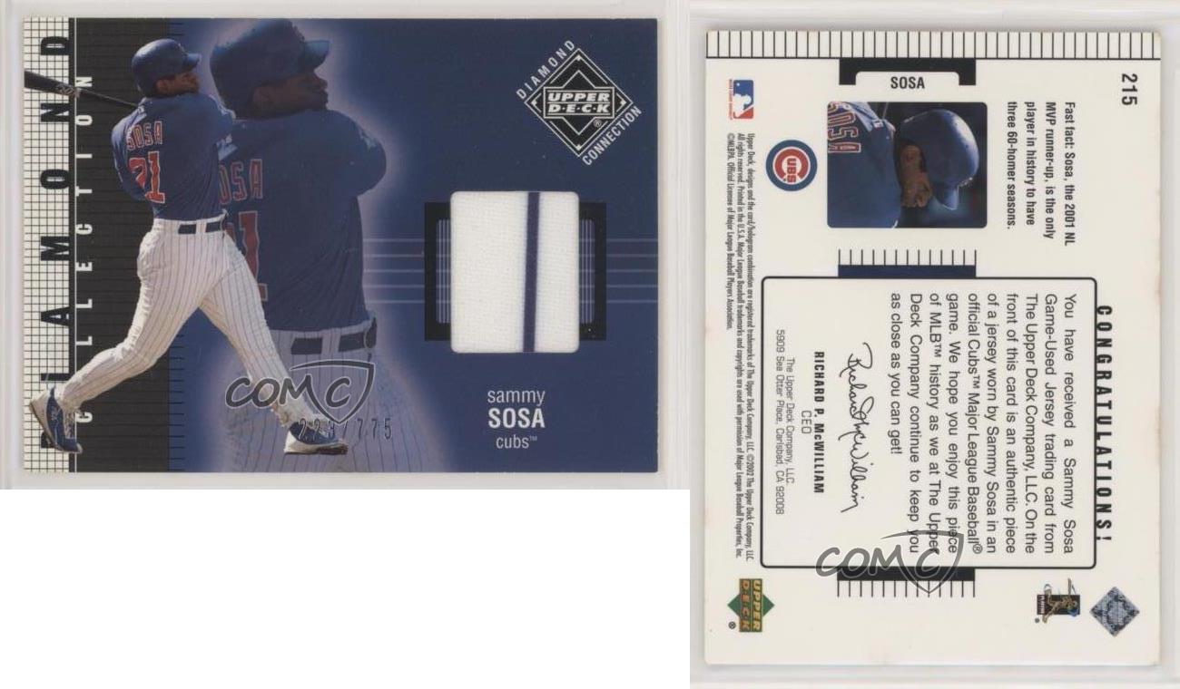 SAMMY SOSA 2002 UD Diamond Connection 361 Game Jersey 