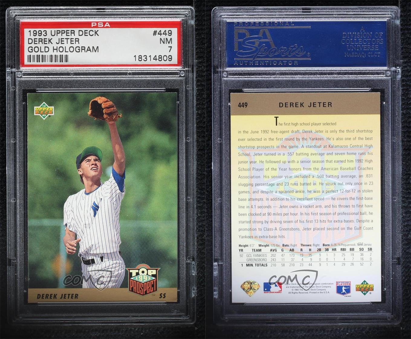 Mavin  1993 Upper Deck GOLD HOLOGRAM Derek Jeter ROOKIE #449 BGS