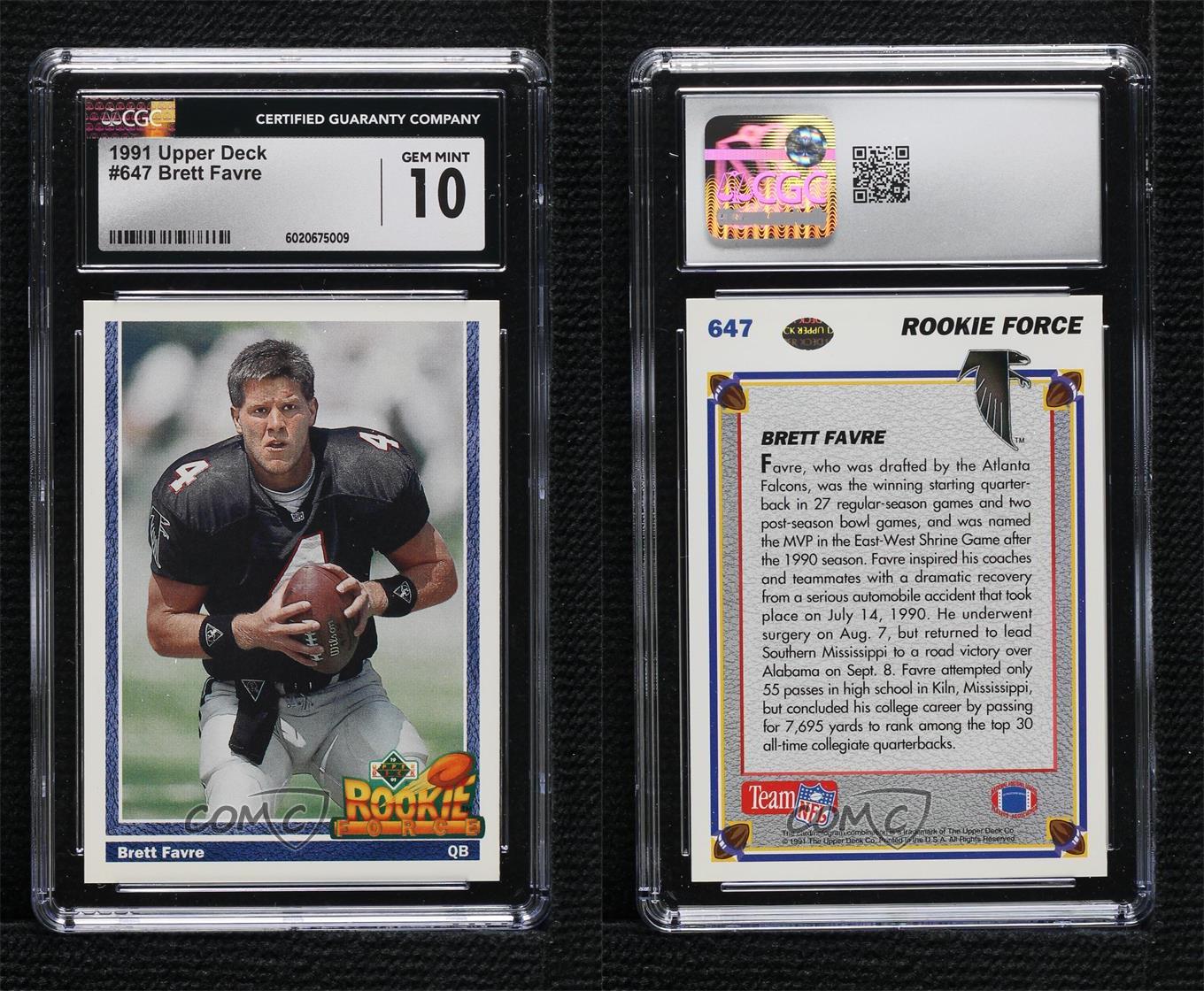 1991 Upper Deck Brett Favre #647 CGC 10 Gem Mint Rookie RC HOF - Picture 4 of 4