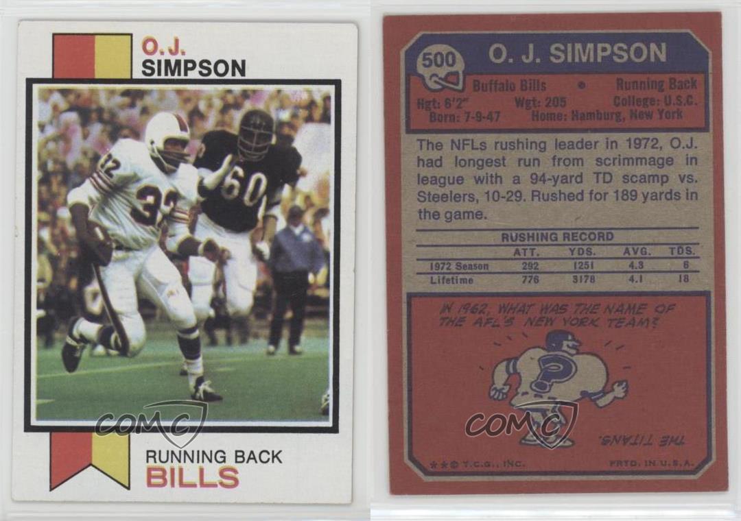 Oj Simpson Buffalo Bills O J Oj Simpson Buffalo Bills O J
