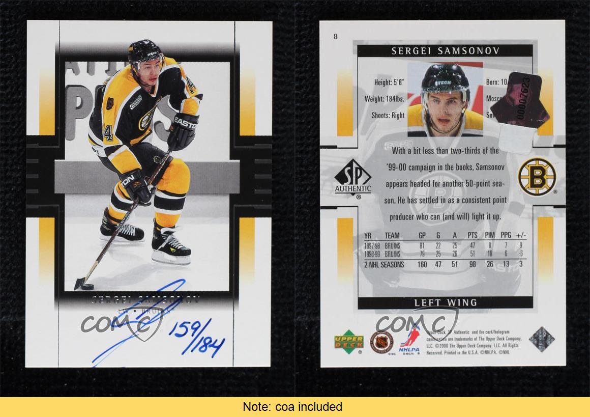 2000-01 SP Authentic Auto Buybacks /184 Sergei Samsonov #8 Auto - Picture 3 of 3