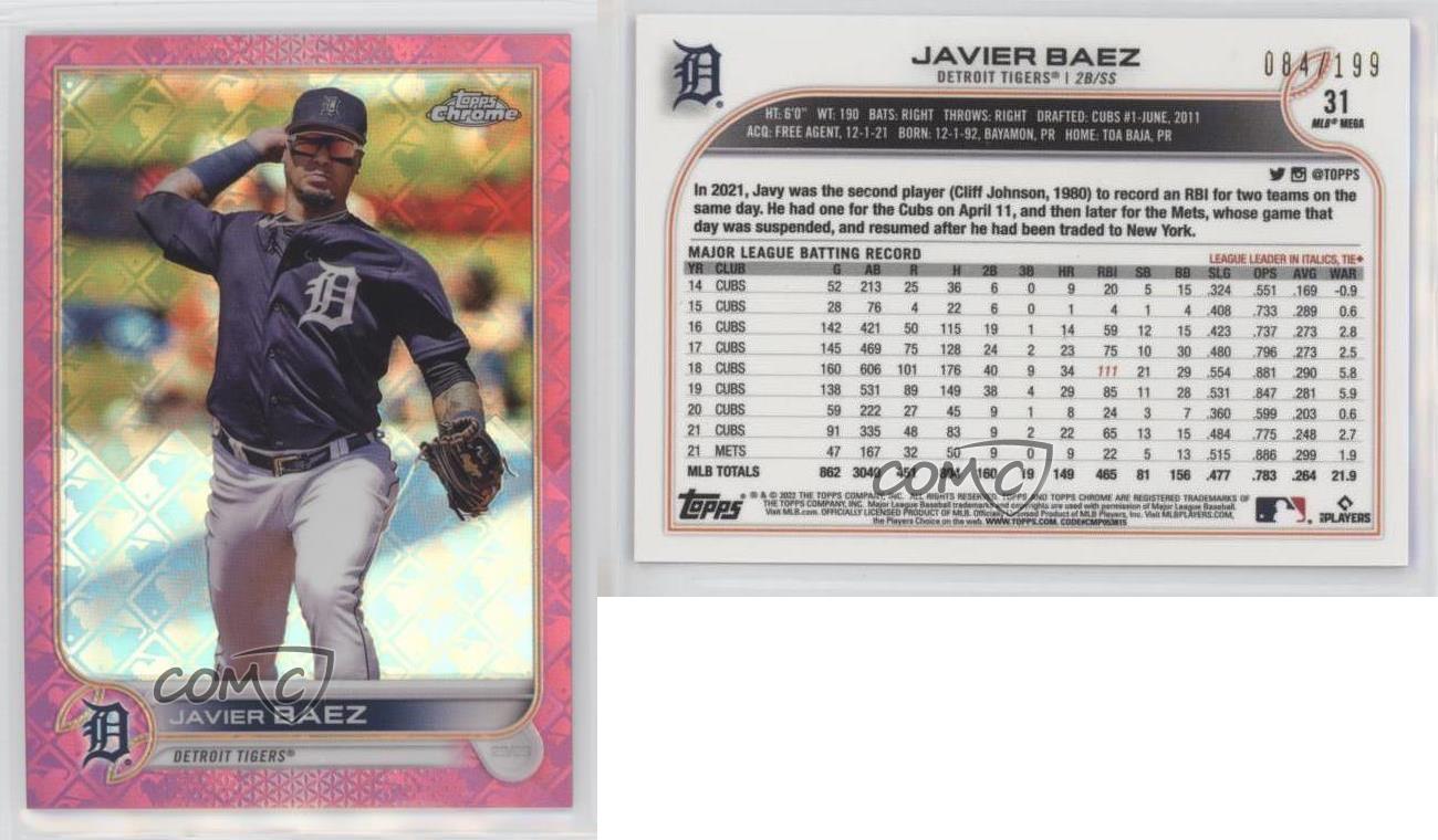 2022 Topps Chrome - Javier Baez - Logofractor Refractor Detroit Tigers