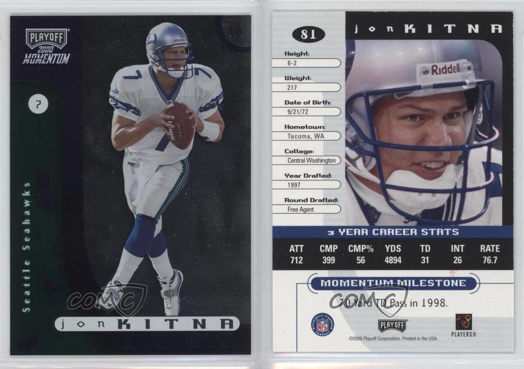 2000 Playoff Momentum Jon Kitna #81 Seattle Seahawks