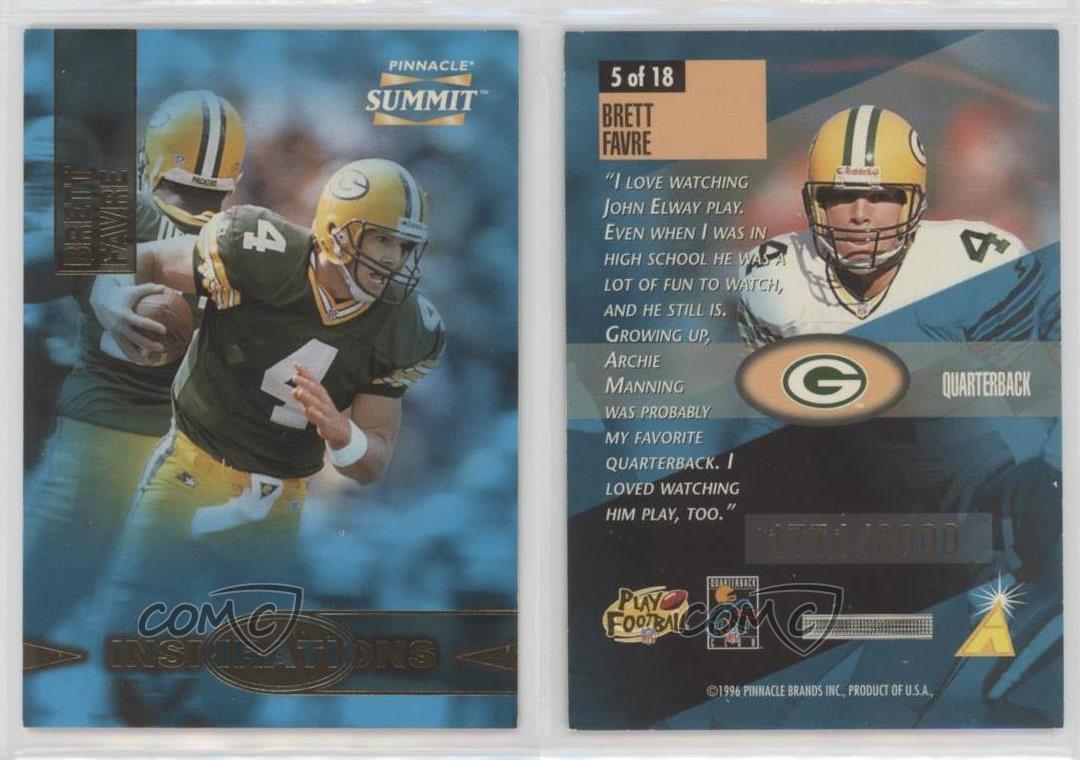 1996 Pinnacle Summit Inspirations /8000 Brett Favre #5 HOF - Picture 3 of 4
