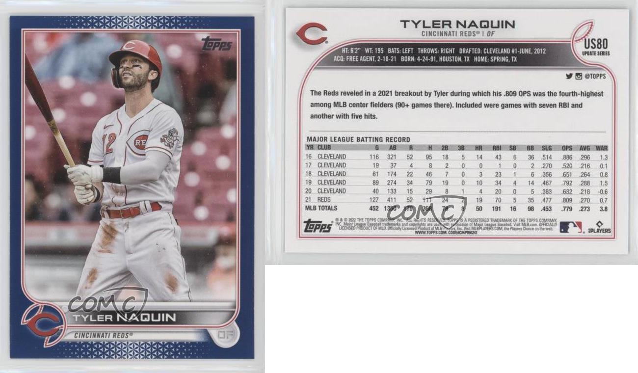 2022 Topps Update Tyler Naquin Royal Blue Parallel #US80 Cincinnati Reds