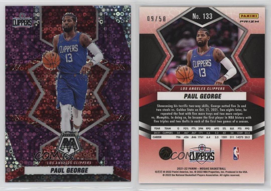 Panini Mosaic Purple Fast Break Prizm 2021-22/50 Paul George #133 - Imagen 3 de 3