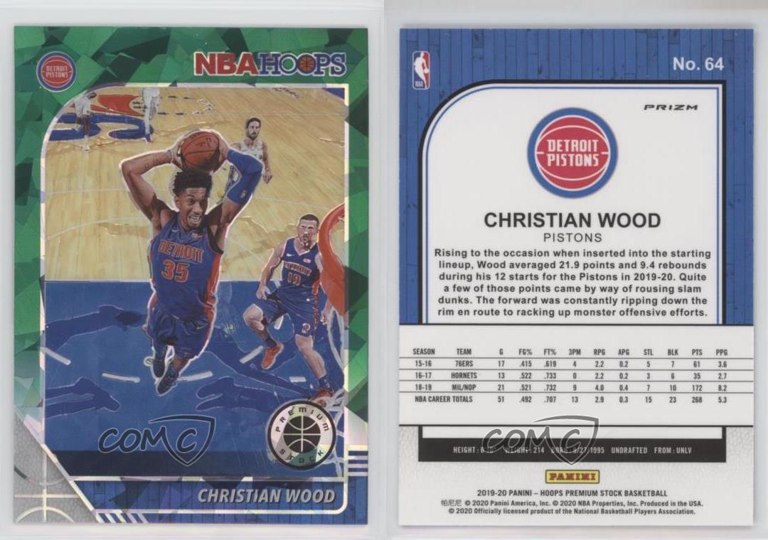 2019 Panini NBA Hoops Premium Stock Green Cracked Ice Prizm Christian Wood  #64 | eBay