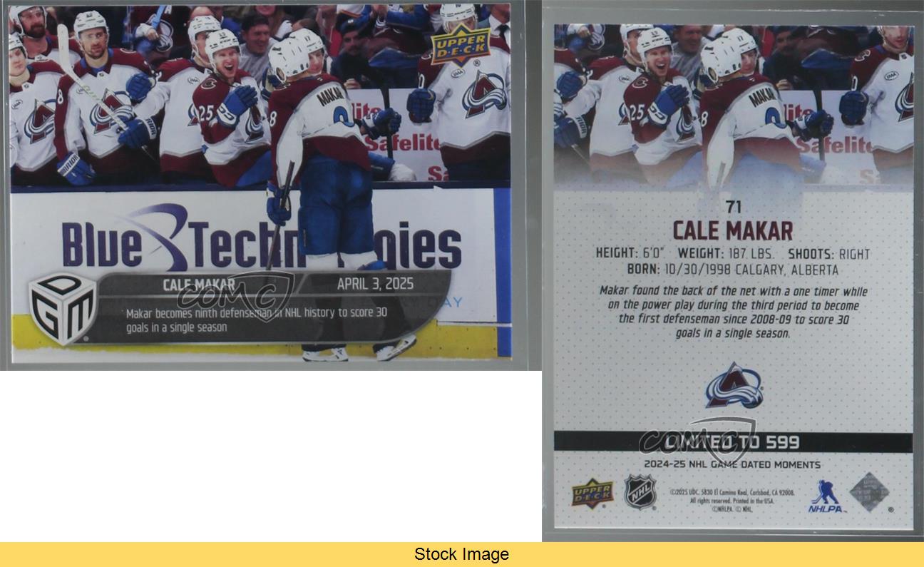 2024-25 Upper Deck Game Dated Moments Cale Makar #71