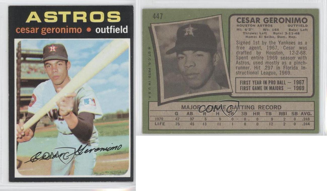 1971 Topps 447 Cesar Geronimo Houston Astros RC Rookie Baseball Card